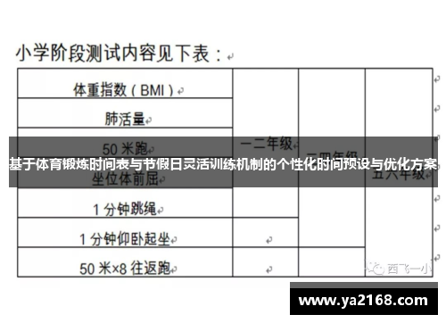基于体育锻炼时间表与节假日灵活训练机制的个性化时间预设与优化方案
